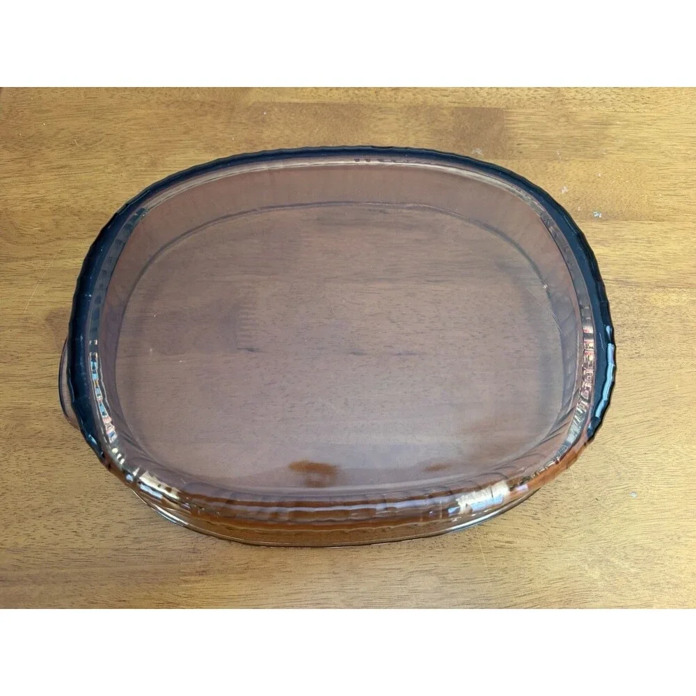Vintage Visions by Corning Amber Roasting Pan Handled Casseroles Baking Dish